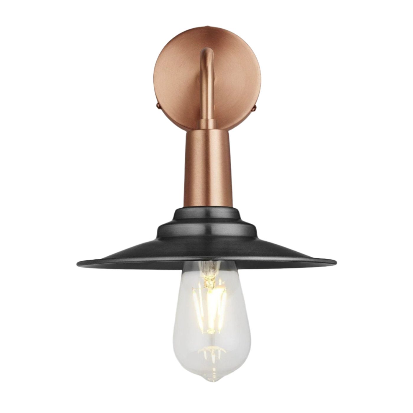 Pewter Sleek Flat Wall Light in 8 Inch with Copper Holder, Product Code is SL-FWL8-P-CH