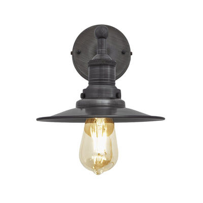 Pewter with Pewter Holder Brooklyn Flat Wall Light - 8 Inch - Industville BR-FWL8-P-PH