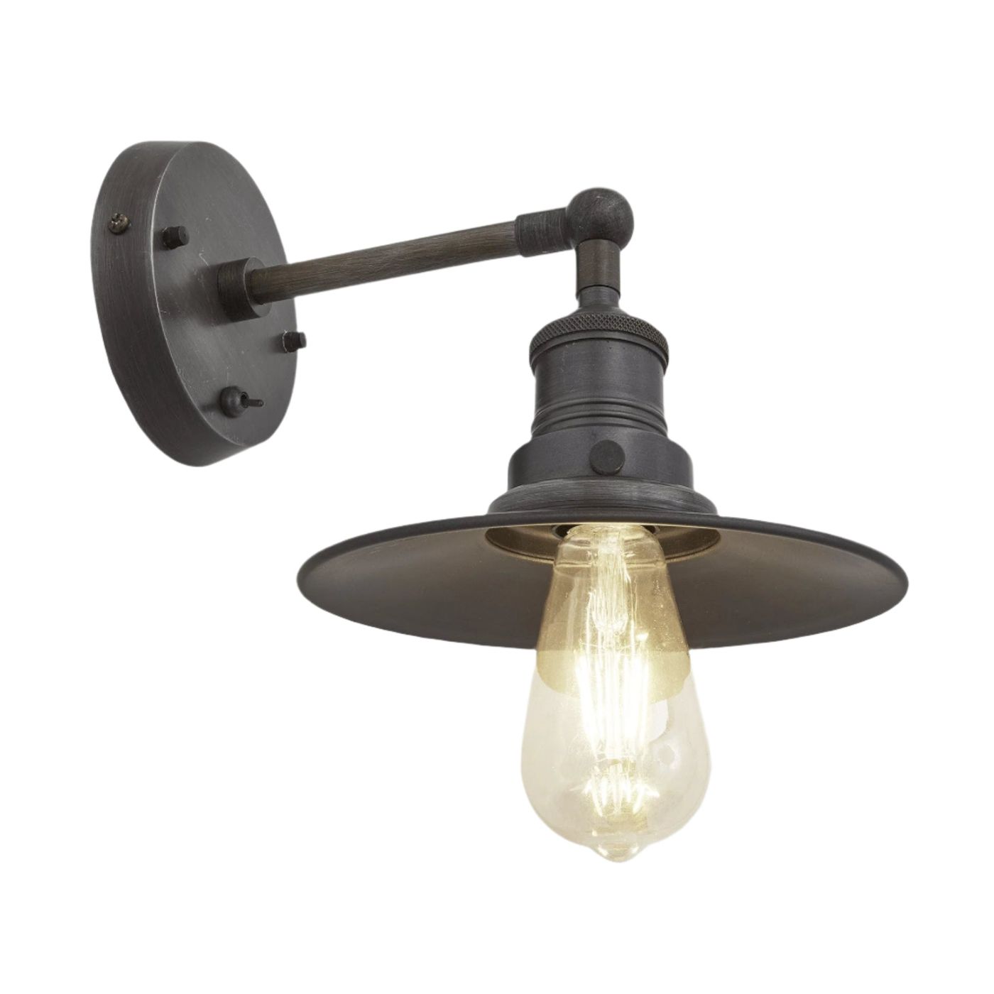 Pewter with Pewter Holder Brooklyn Flat Wall Light - 8 Inch - Industville BR-FWL8-P-PH