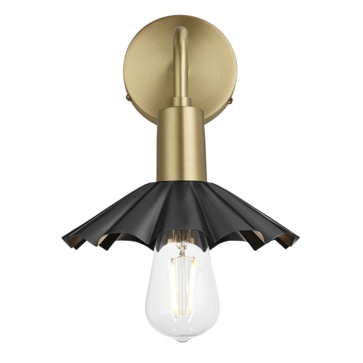 Pewter Sleek Umbrella Wall Light in 8 Inch with Brass Holder, Product Code is SL-UWL8-P-BH