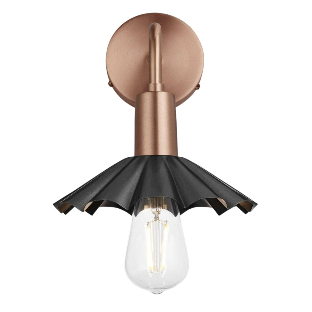 Pewter Sleek Umbrella Wall Light in 8 Inch with Copper Holder, Product Code is SL-UWL8-P-CH