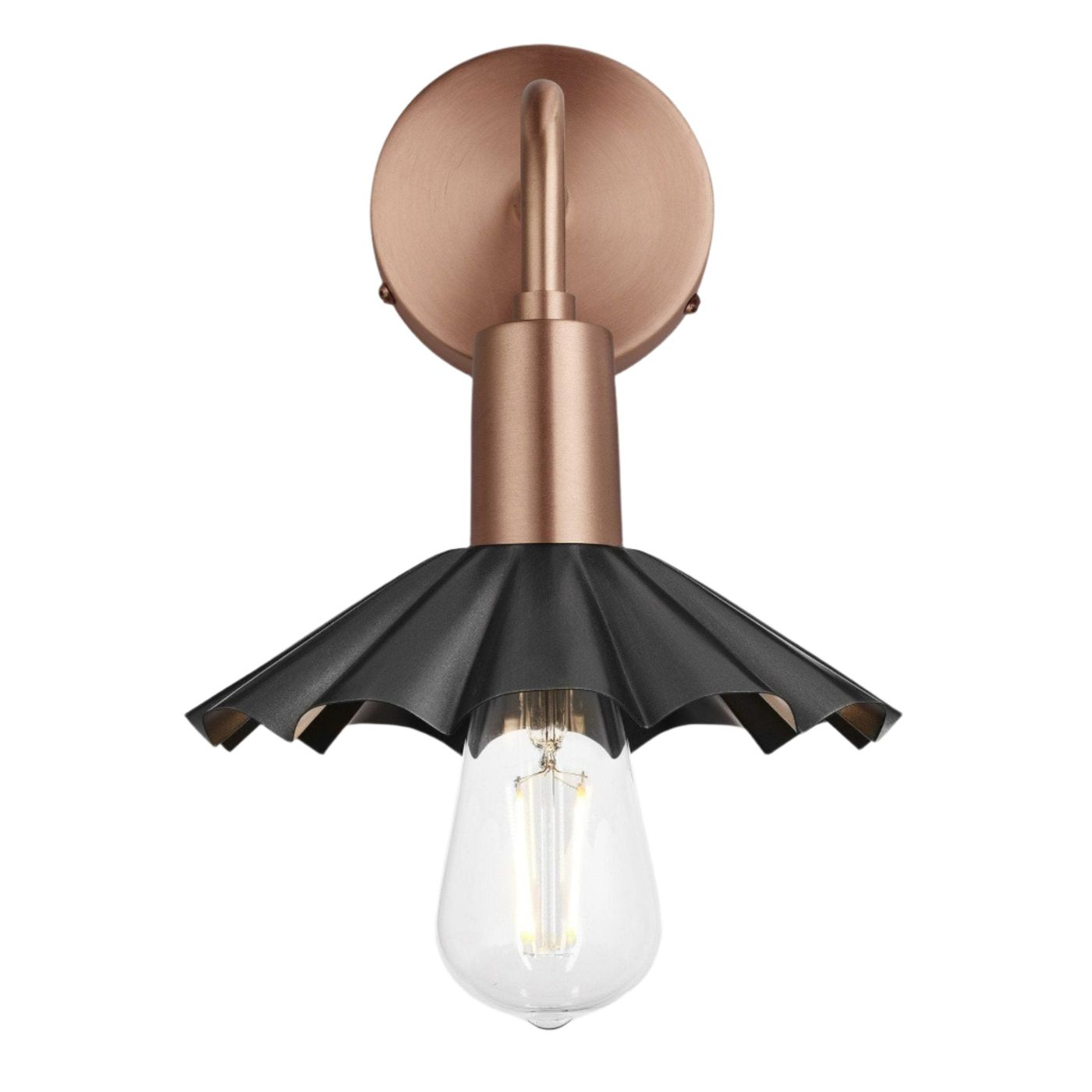 Pewter Sleek Umbrella Wall Light in 8 Inch with Copper Holder, Product Code is SL-UWL8-P-CH