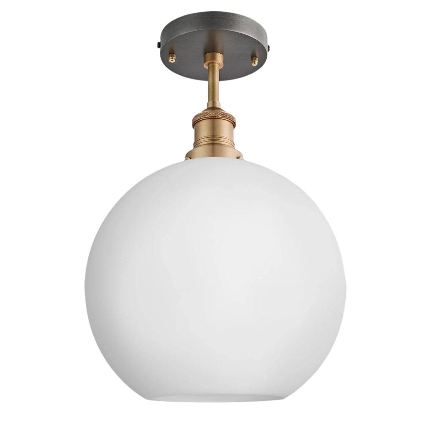 Brooklyn Opal Glass Globe Flush Mount Light in 9 Inch with Brass Holder, Product Code BR-OGL-GLFM9-W-BH