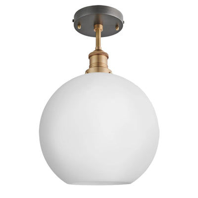 Brooklyn Opal Glass Globe Flush Mount Light - 9 Inch Industville BR-OGL-GLFM9-W-BH