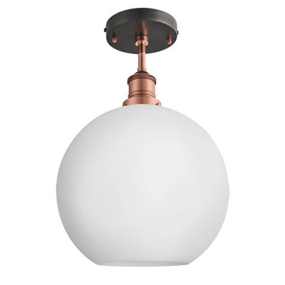 Brooklyn Opal Glass Globe Flush Mount Light - 9 Inch Industville BR-OGL-GLFM9-W-CH
