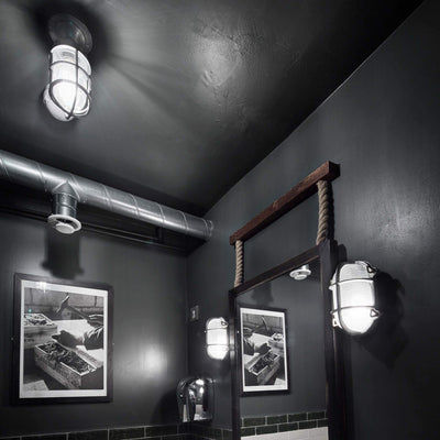Bulkhead Outdoor & Bathroom Marine Flush Mount Light in 4 Inch in Gunmetal, Product Code BK-IP65-MFM4-GN