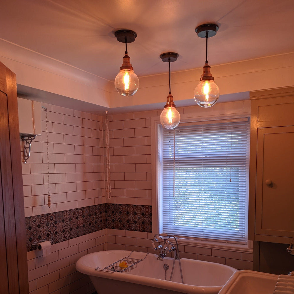 Copper Holder Copper Ring Brooklyn Outdoor & Bathroom Globe Pendant Light BR-IP65-P-CH-CR-GLG