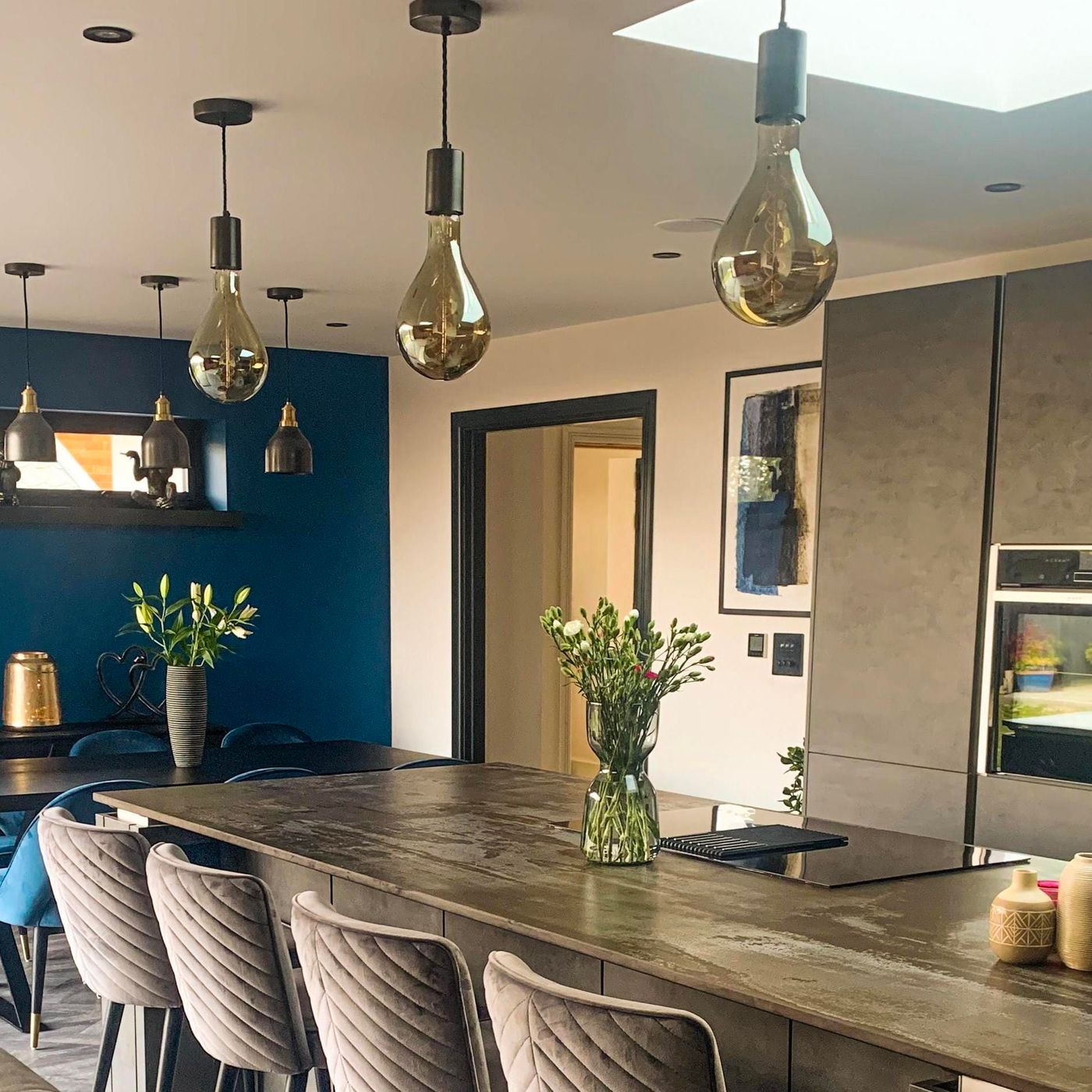 Sleek Large Edison Pendant Light in 1 wire Pewter Finish lifestyle image