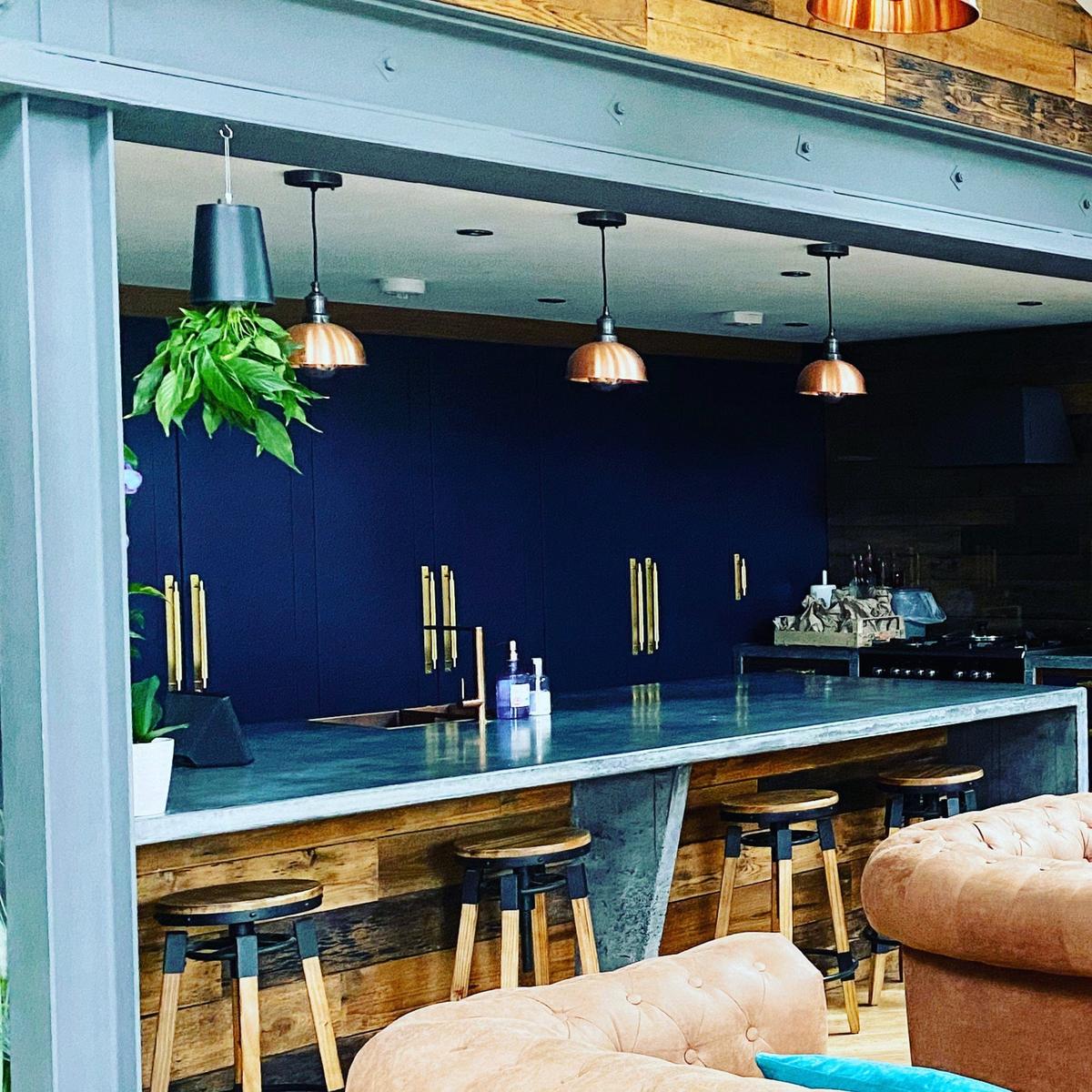 Copper with Pewter Holder Brooklyn Dome Pendant - 8 Inch - Industville BR-DP8-C-PH