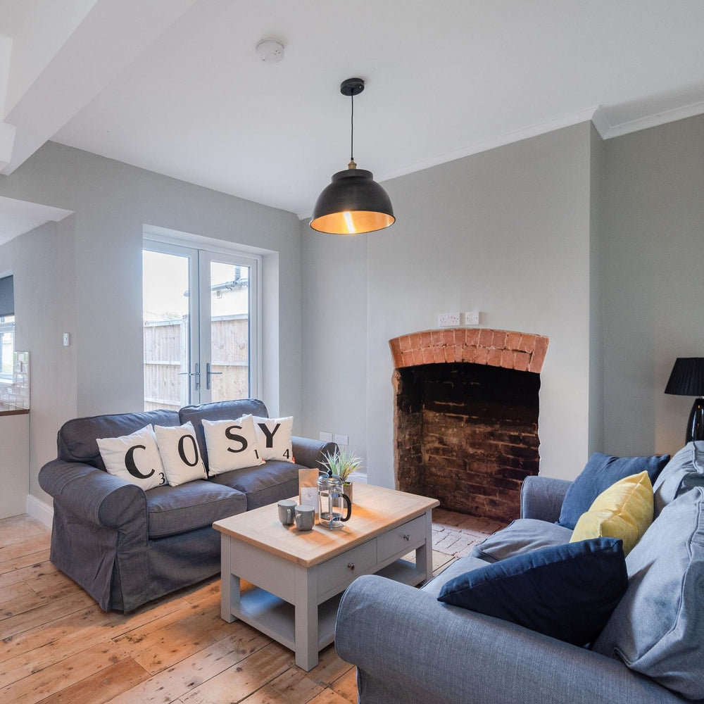 Pewter and Brass with Brass Holder Brooklyn Dome Pendant - 17 Inch -  Industville BR-DP17-BP-BH