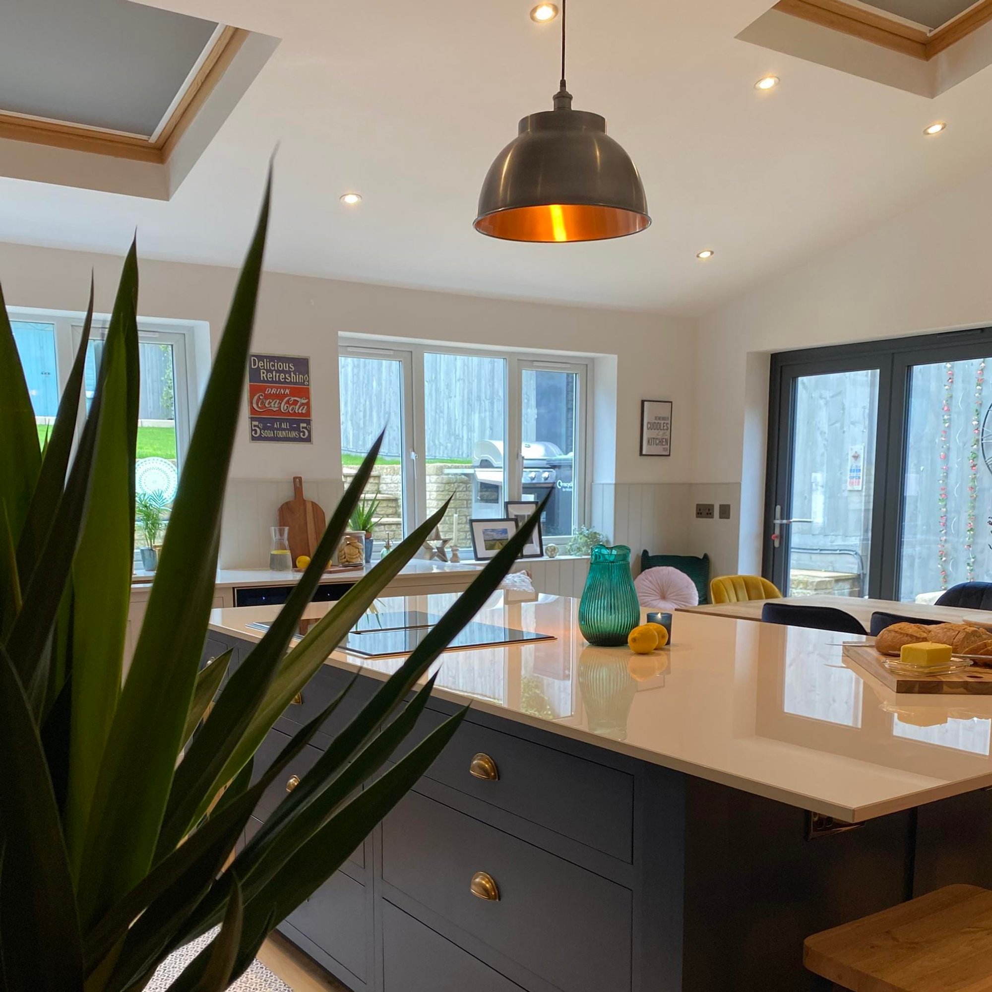 Pewter and Copper with Pewter Holder Brooklyn Dome Pendant - 17 Inch -  Industville BR-DP17-CP-PH