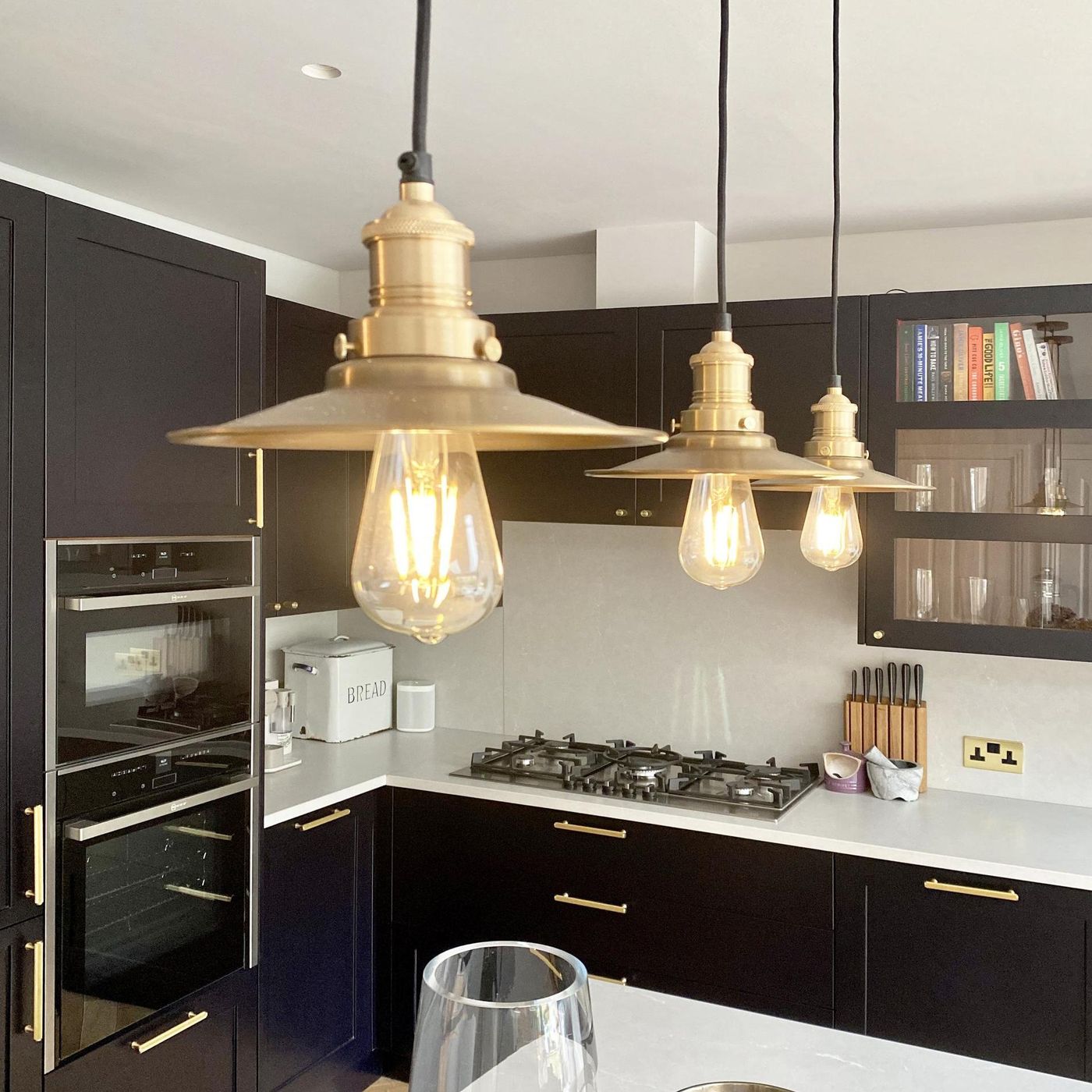Brass with Brass Holder Brooklyn Flat Pendant - 8 Inch - Industville BR-FP8-B-BH