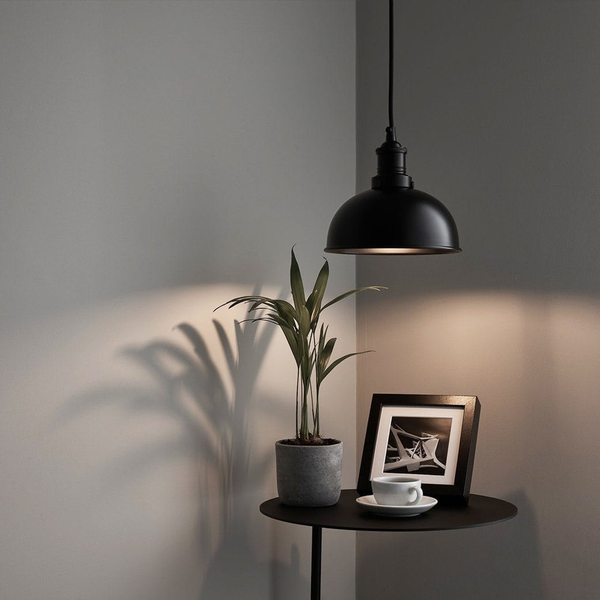 Black with Black Holder Brooklyn Dome Pendant - 8 Inch - Industville BR-DP8-BK-BKH