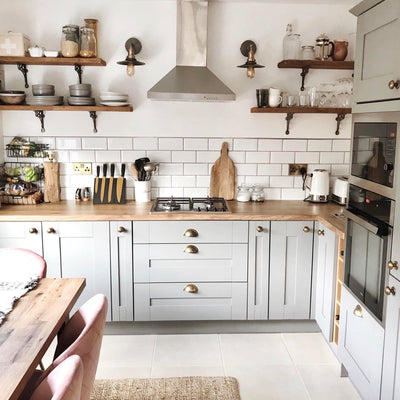 Pewter with Brass Holder Brooklyn Flat Wall Light - 8 Inch - Industville BR-FWL8-P-BH