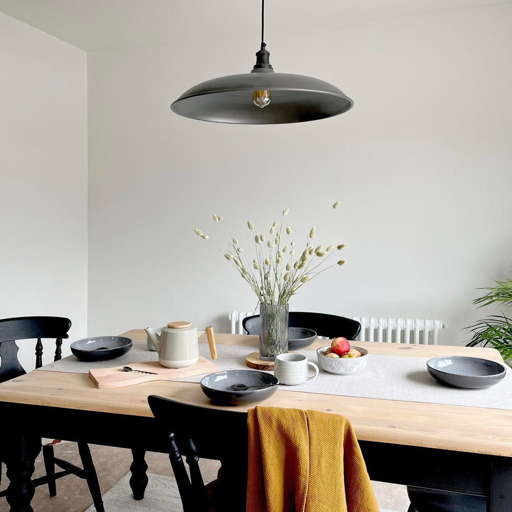 Brooklyn Giant Bowl Pendant in 24 Inch in Pewter with Pewter Holder, Product Code BR-GBP24-P-PH