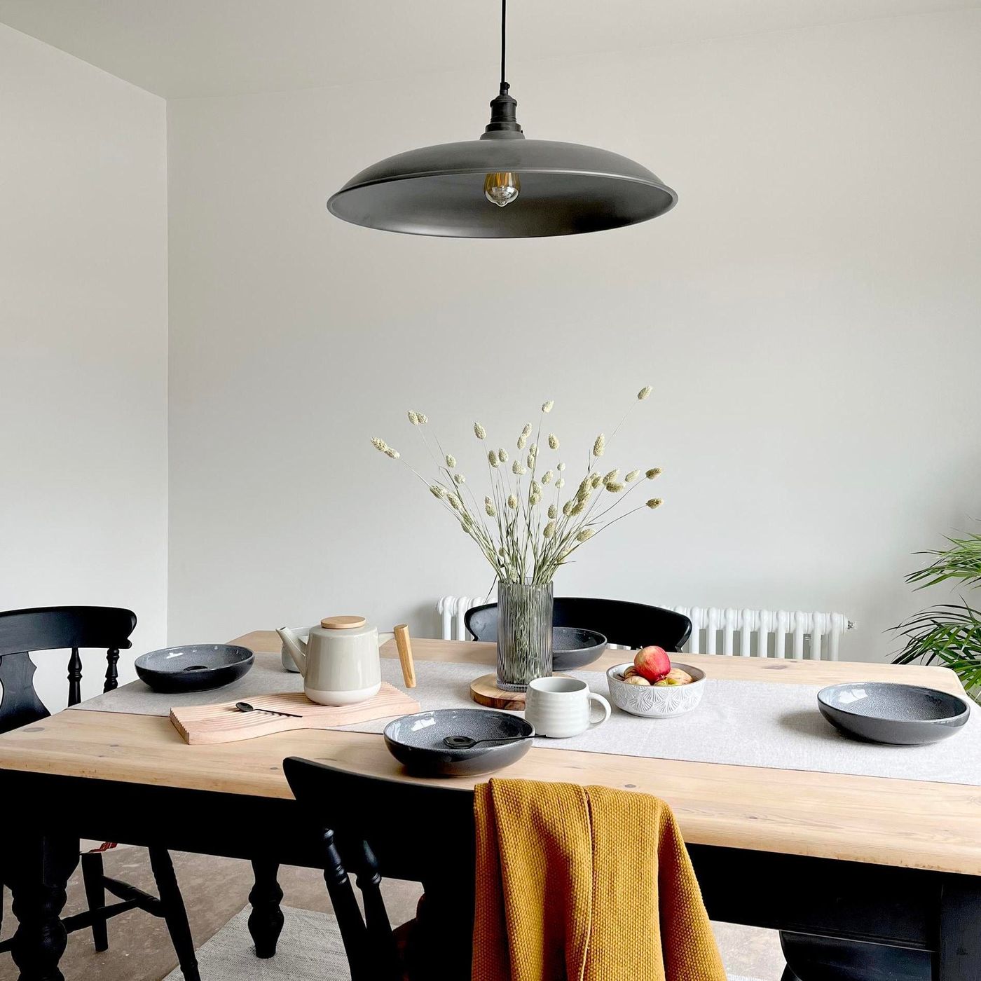 Brooklyn Giant Bowl Pendant in 24 Inch in Pewter with Pewter Holder, Product Code BR-GBP24-P-PH