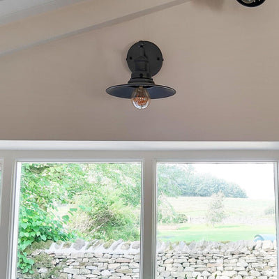 Brooklyn Flat Wall Light - 8 Inch - Pewter - Wall Lights - Industville Lighting UK