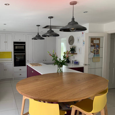 Brooklyn Giant Step Pendant - 18 Inch - Pewter - Large Decorative Lights - Industville Lighting UK