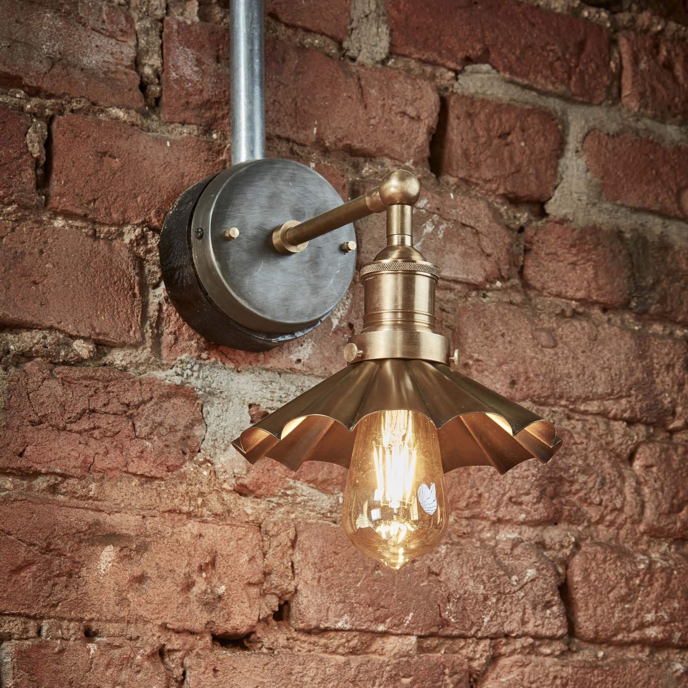 Brass with Brass Holder Brooklyn Umbrella Wall Light - 8 Inch BR-UWL8-B-BH