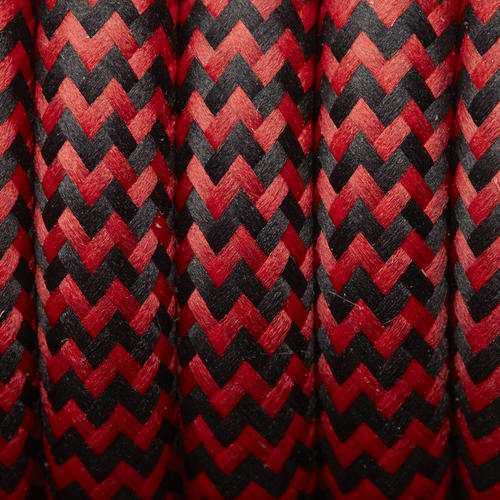 Black & Red Round Fabric Flex - Braided Cloth Cable Lighting Wire Industville FL-R-BKR