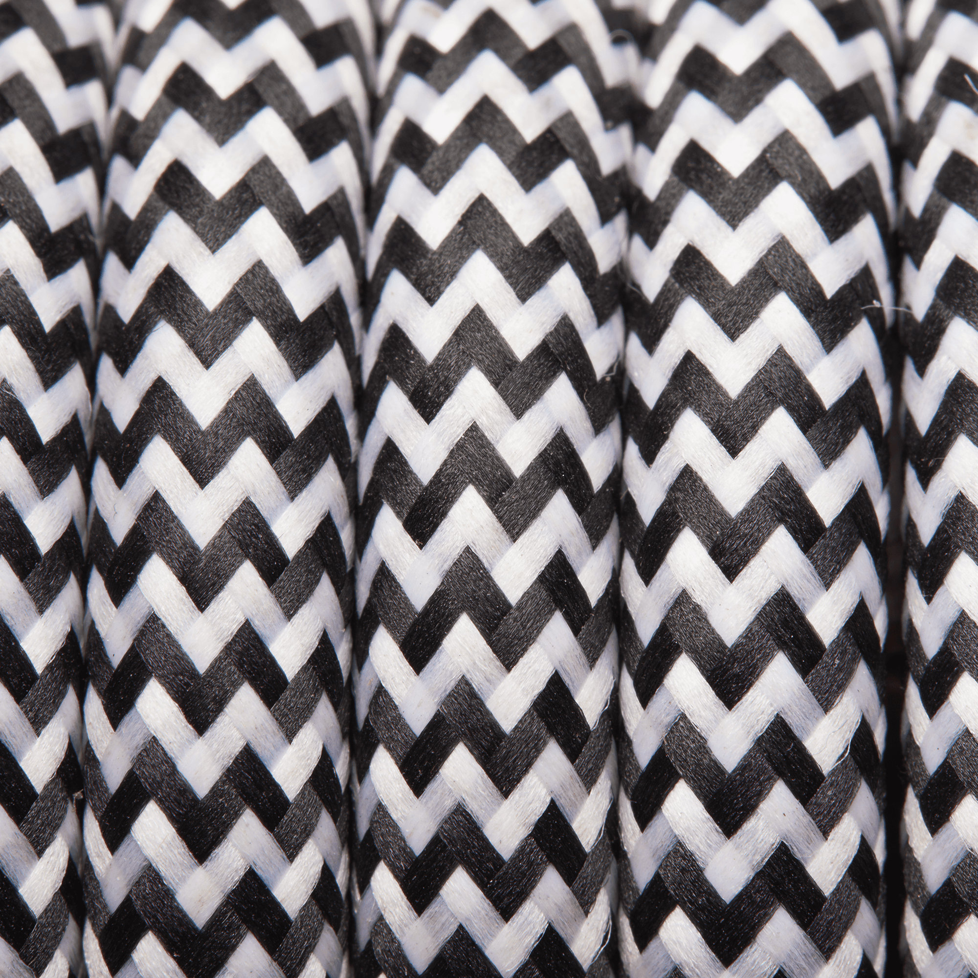 Black & White Round Fabric Flex - Braided Cloth Cable Lighting Wire Industville FL-R-BKW