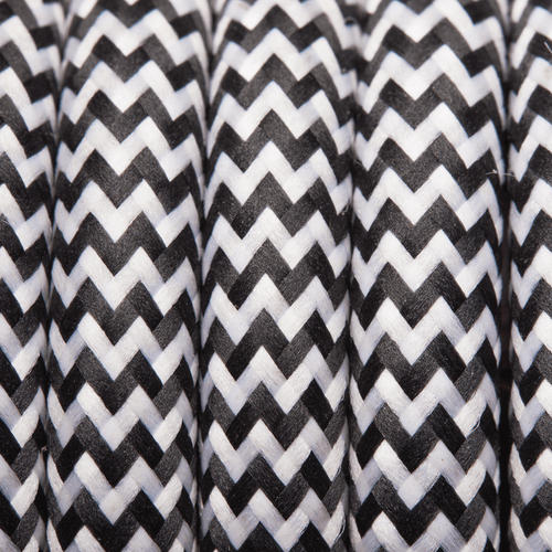 Black & White Round Fabric Flex - Braided Cloth Cable Lighting Wire Industville FL-R-BKW