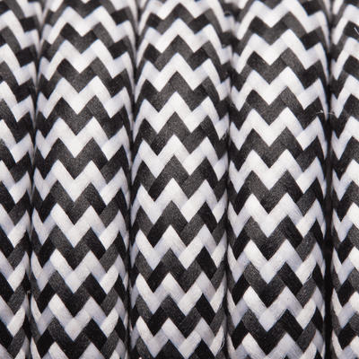 Black & White Round Fabric Flex - Braided Cloth Cable Lighting Wire Industville FL-R-BKW