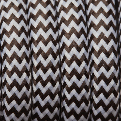 Brown & White Round Fabric Flex - Braided Cloth Cable Lighting Wire Industville FL-R-BRW