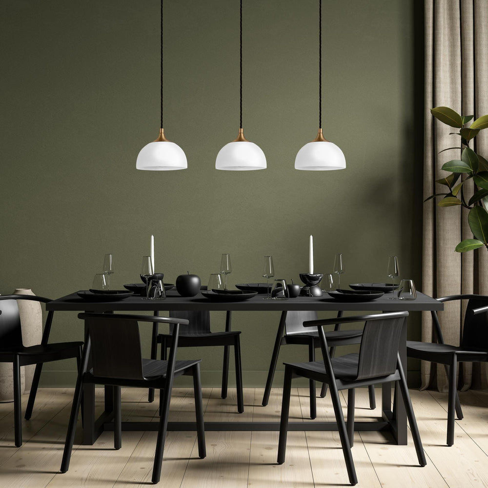Chelsea Opal Glass Dome Pendant Light in 8 Inch with Brass Holder Industville Product Code CH-OGL-DP8-W-BH