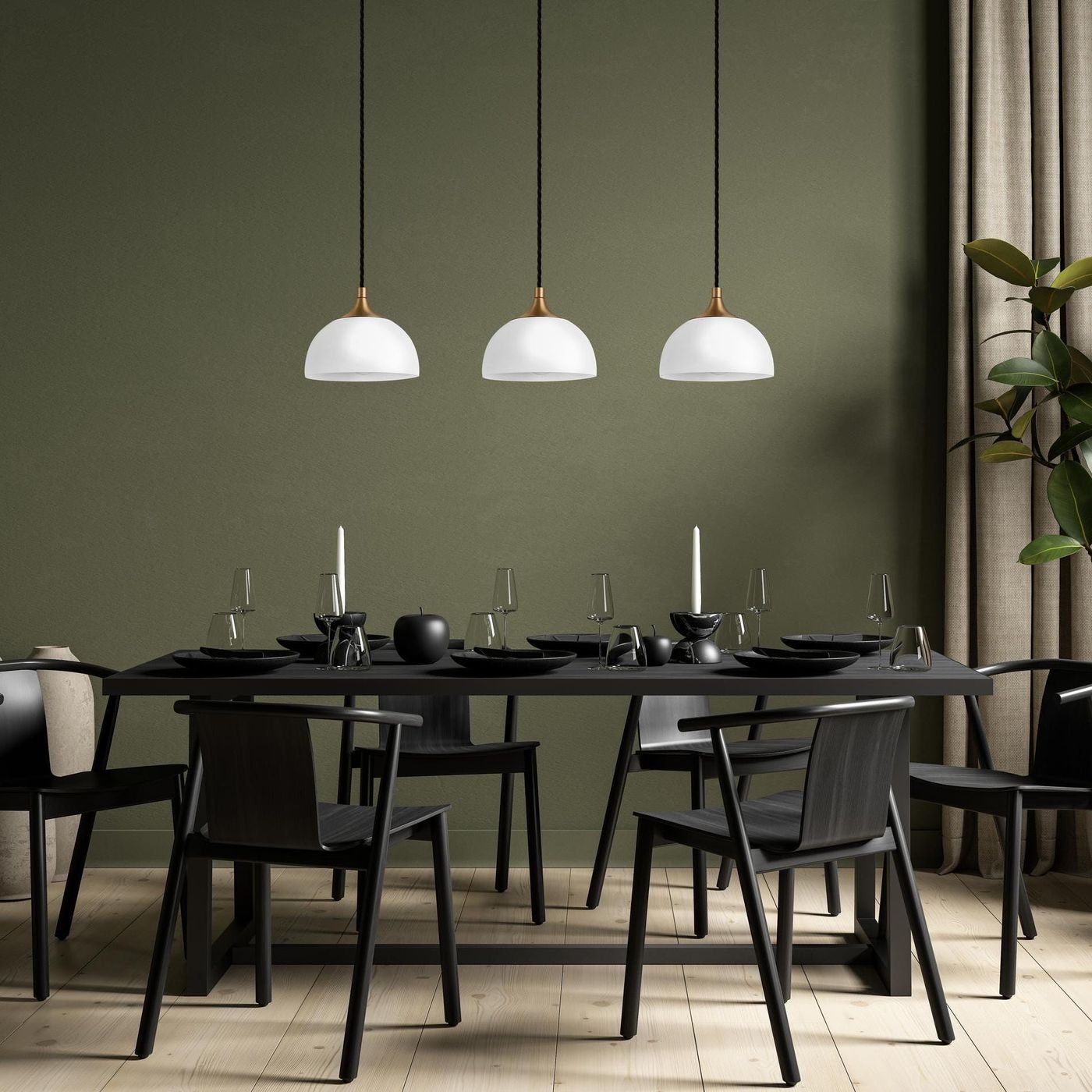 Chelsea Opal Glass Dome Pendant Light in 8 Inch with Brass Holder Industville Product Code CH-OGL-DP8-W-BH