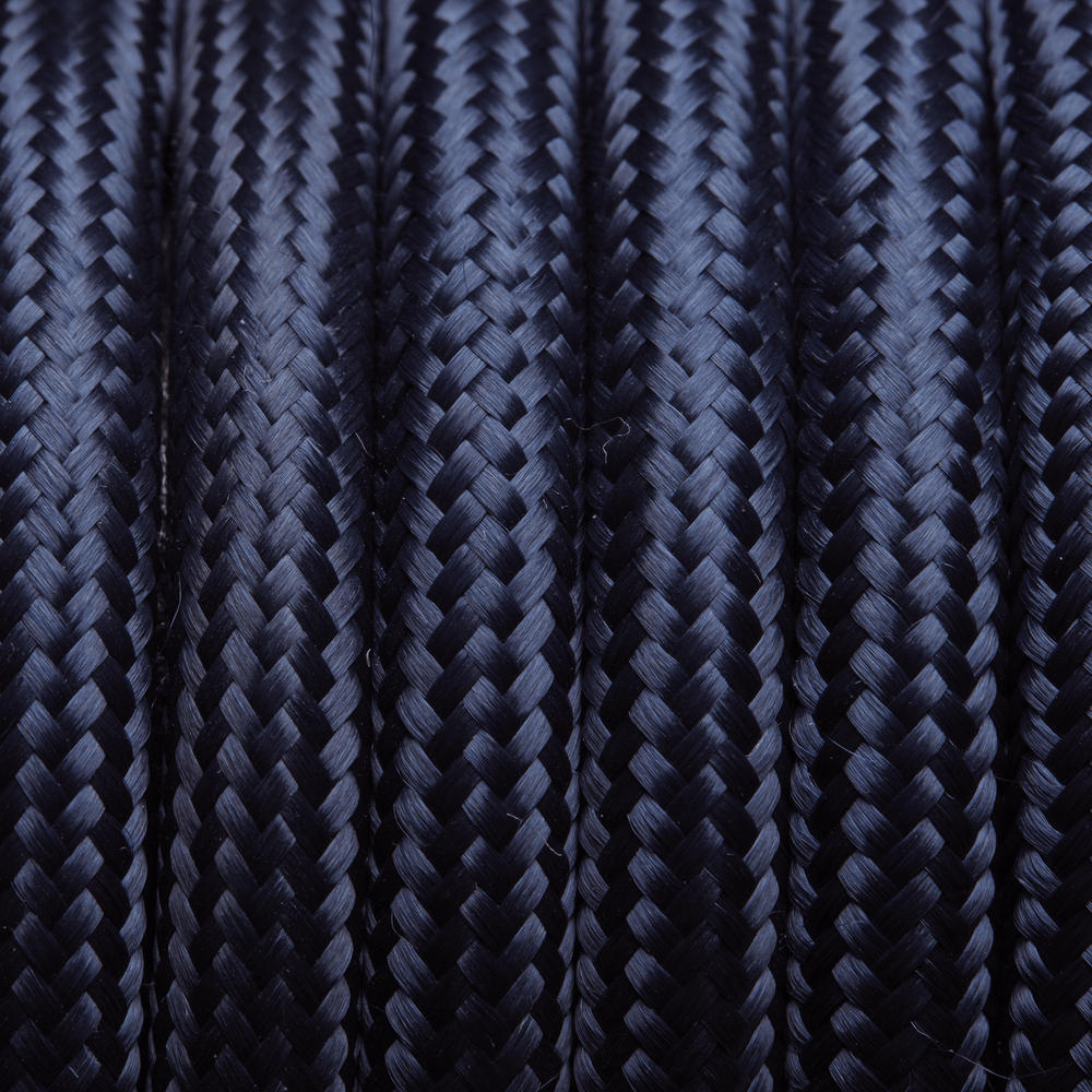 Dark Blue Round Fabric Flex - 3 Core Braided Cloth Cable Lighting Wire Industville FL-R-DBL