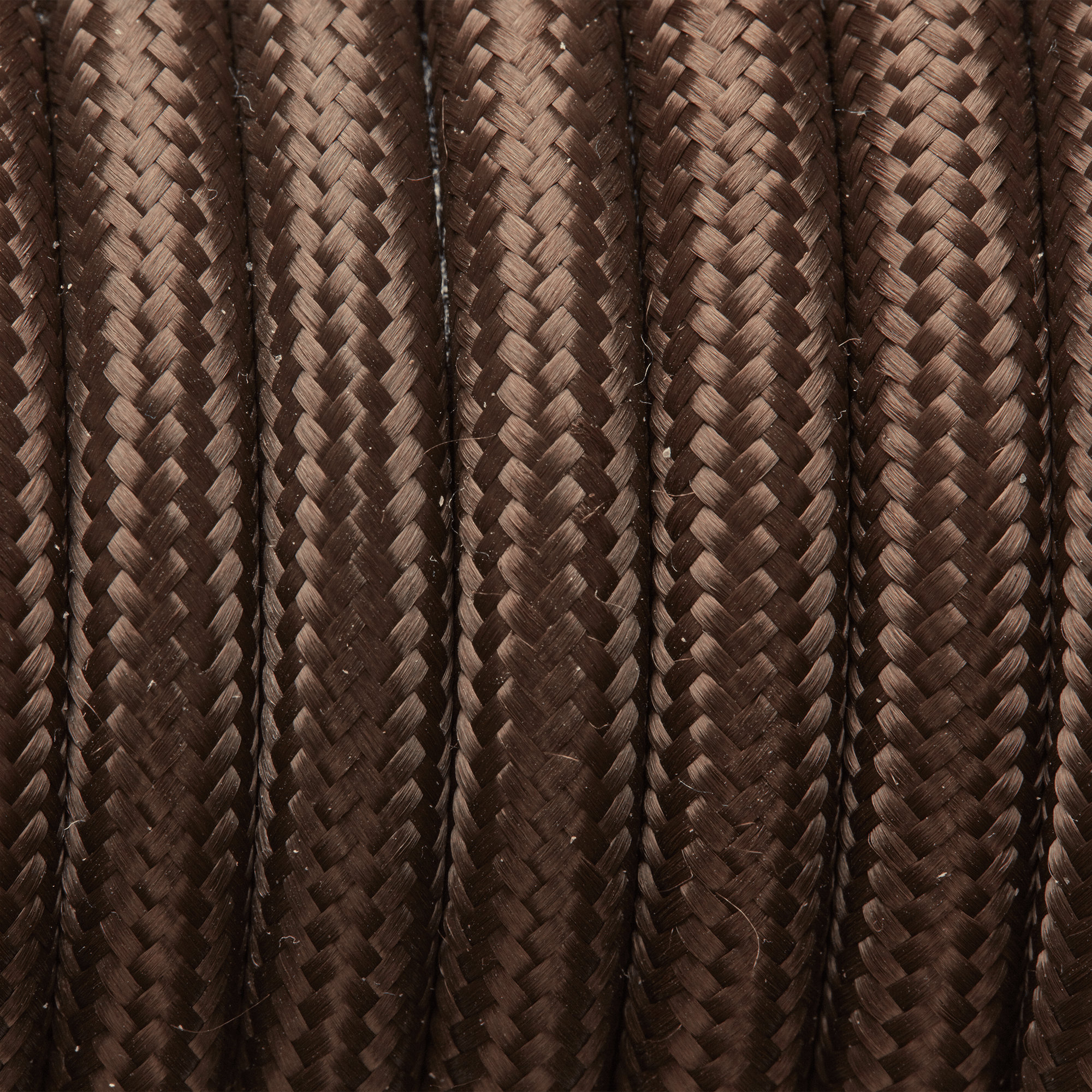 Dark Brown Round Fabric Flex - 3 Core Braided Cloth Cable Lighting Wire Industville FL-R-DB