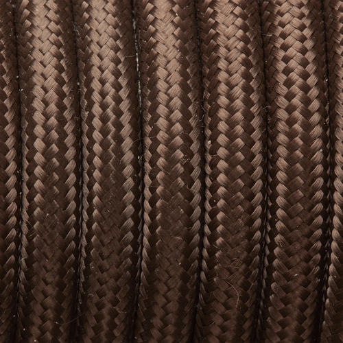 Dark Brown Round Fabric Flex - 3 Core Braided Cloth Cable Lighting Wire Industville FL-R-DB