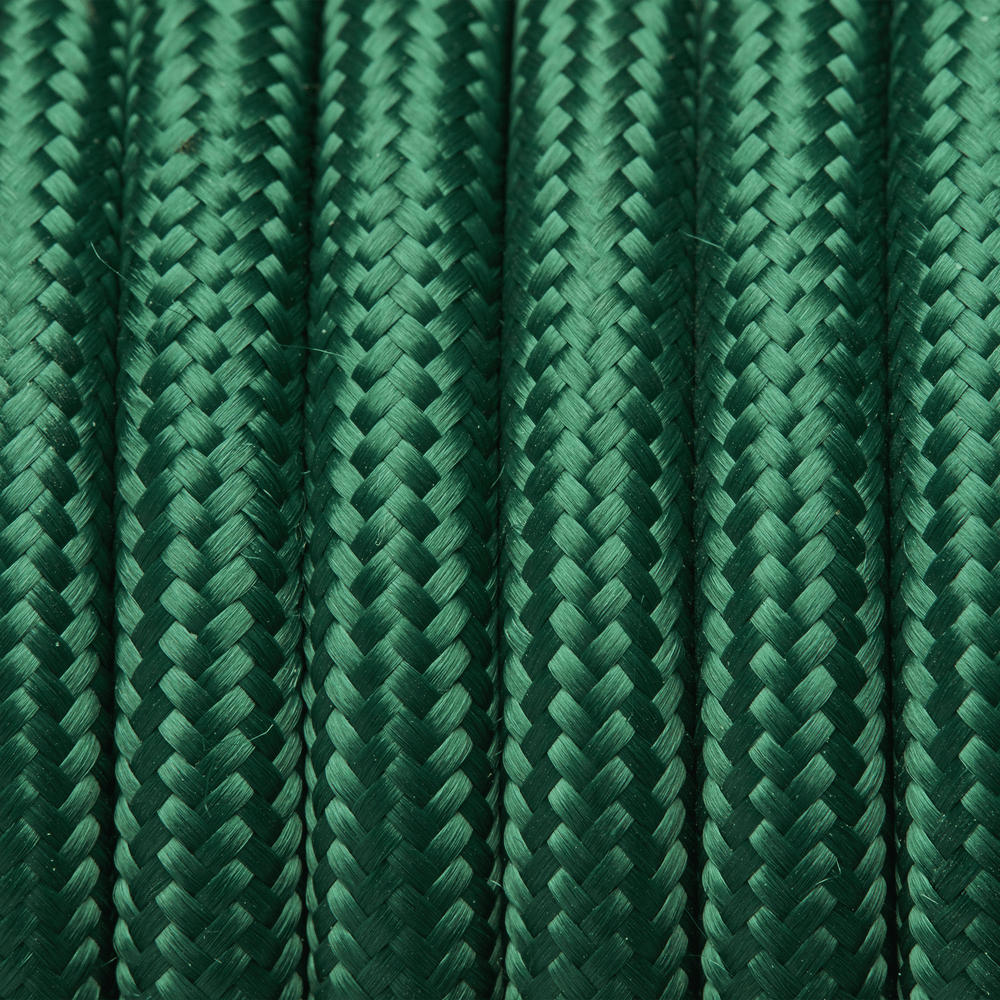 Dark Green Round Fabric Flex - 3 Core Braided Cloth Cable Lighting Wire Industville FL-R-DG