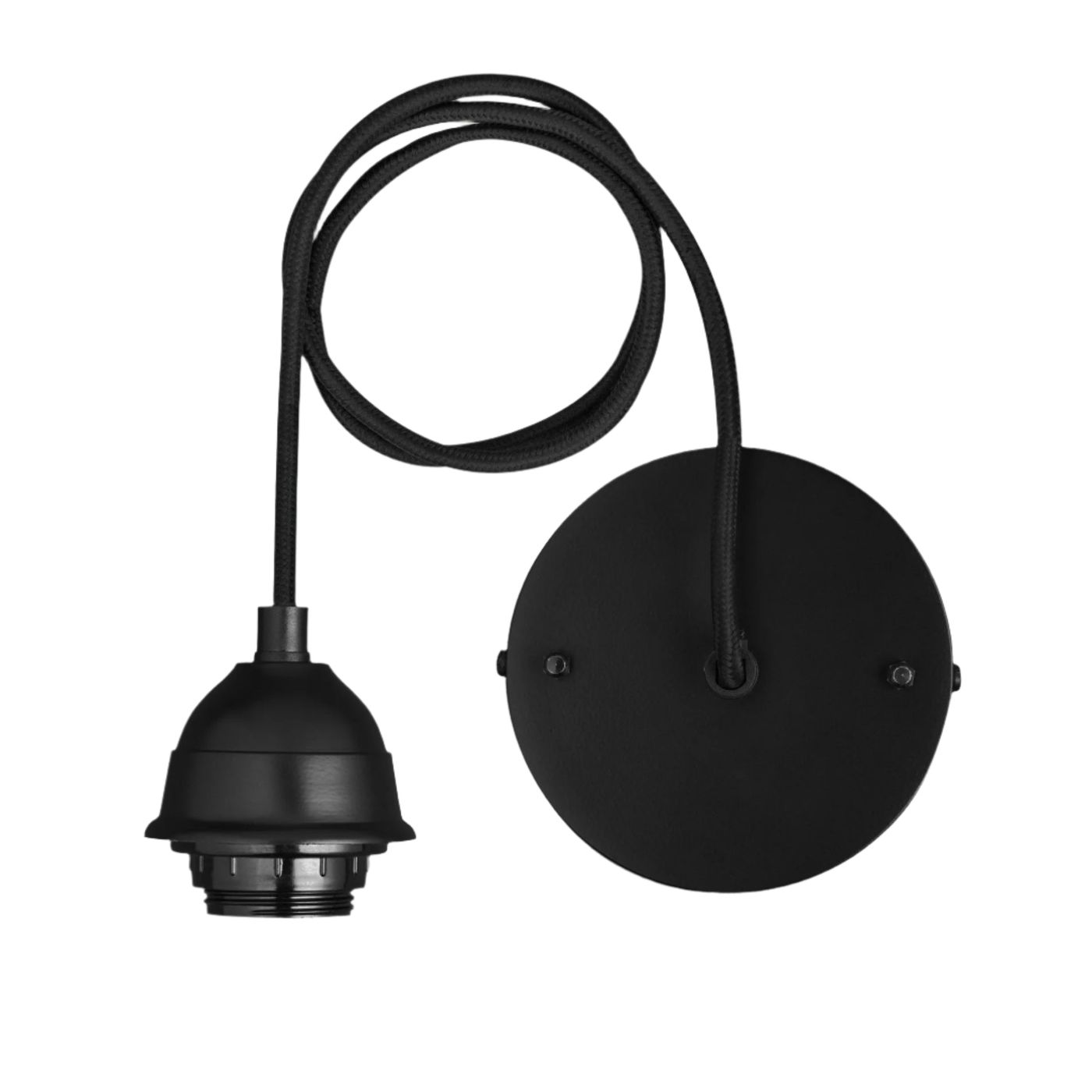 Old Factory Cord Set ES E27 Small Bulb Holder - Black Flex - Black Holder Industville OF-SCS-BK-BK
