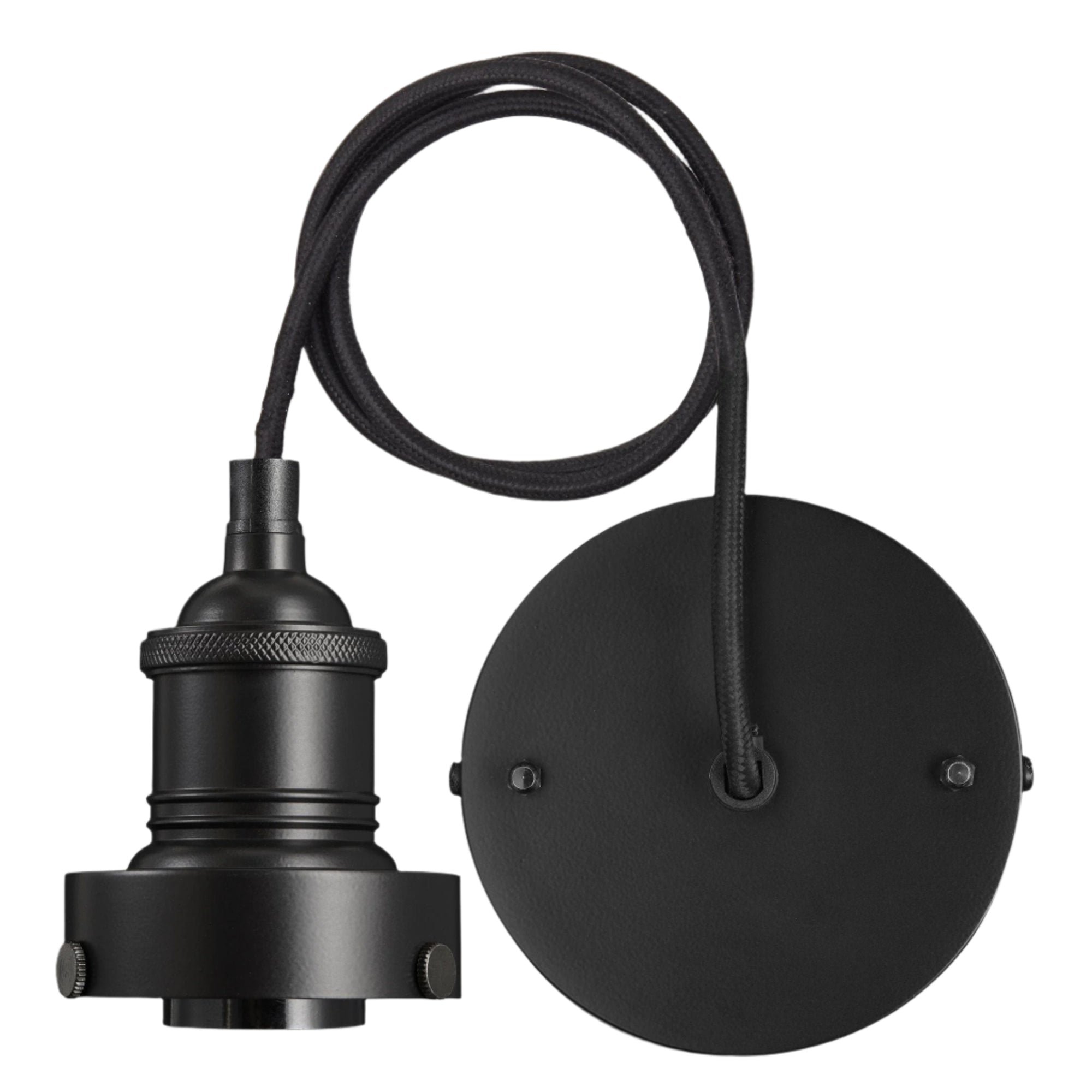 Black Brooklyn Cord Set ES E27 Large Glass Bulb Holder, Product code is BR-GLCS-BK