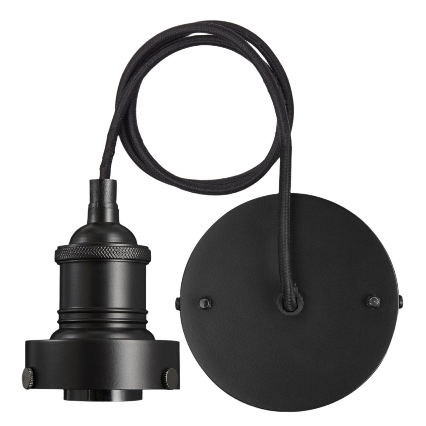 Black Brooklyn Cord Set ES E27 Large Glass Bulb Holder, Product code is BR-GLCS-BK
