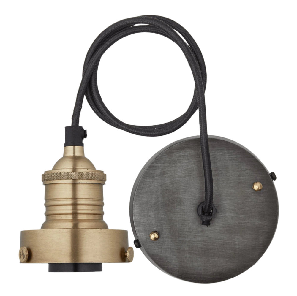 Brass Brooklyn Cord Set ES E27 Large Glass Bulb Holder, Product code is BR-GLCS-B
