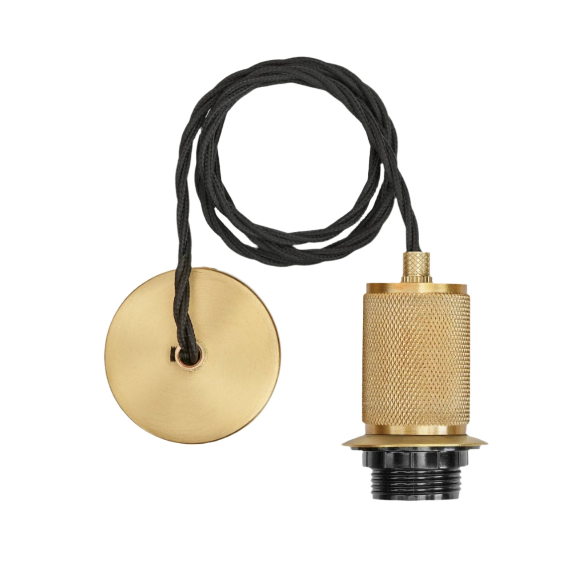 Knurled Dome Pendant Light - 8 Inch - Pewter & Brass Industville