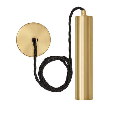 Sleek Edison Cylinder Cord Set ES E27 Bulb Holder - Brass & Fabric Flex Industville SL-CY-ECS-B
