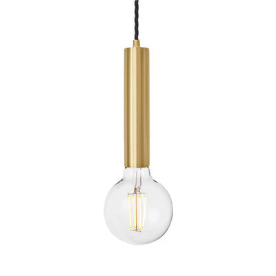 Sleek Edison Cylinder Cord Set ES E27 Bulb Holder - Brass & Fabric Flex Industville SL-CY-ECS-B