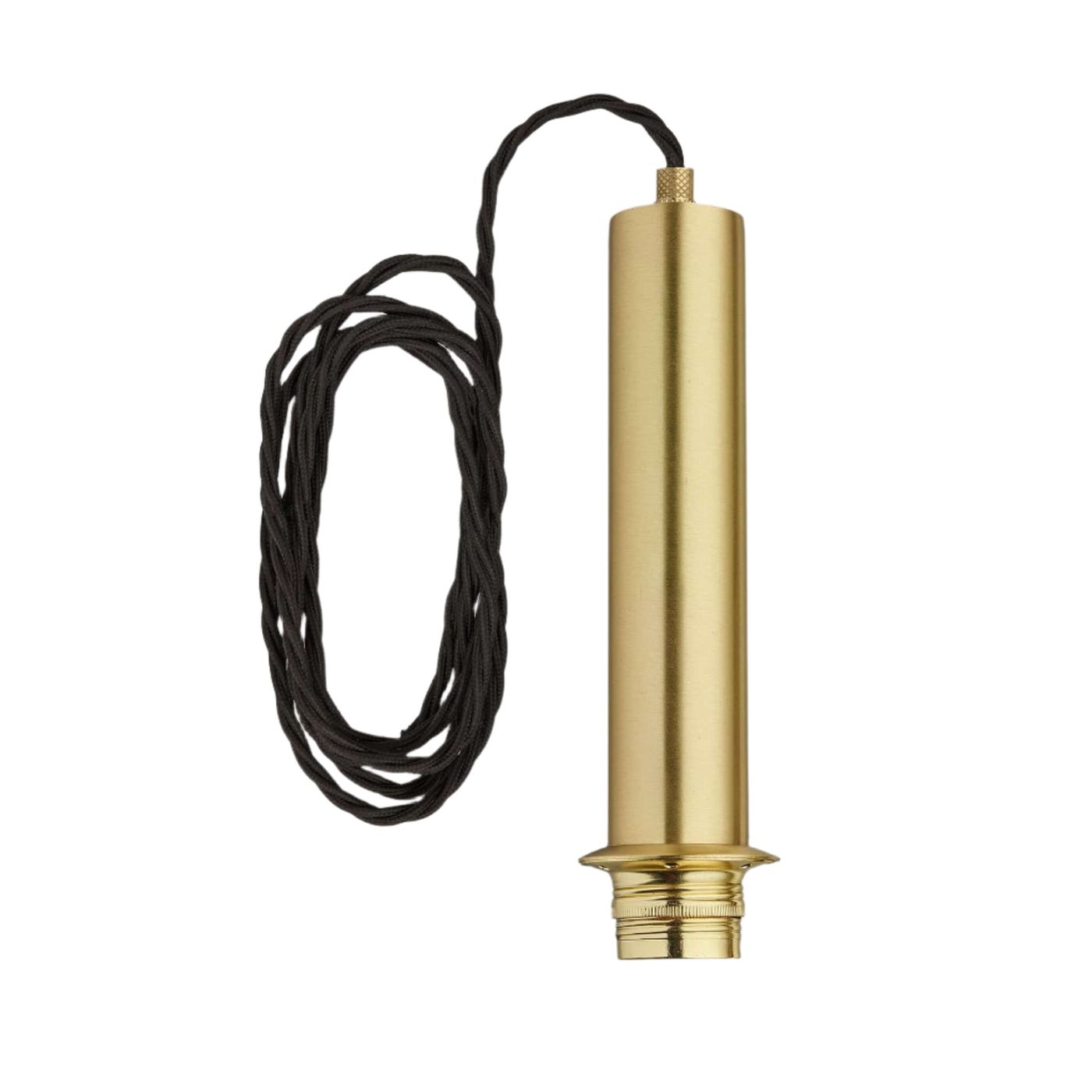 Sleek Cylinder Cord Set ES E27 Bulb Holder - Brass ring - Fabric Flex - Brass - 2m - Without Ceiling Rose Industville SL-CY-CS-B-2M-NCR