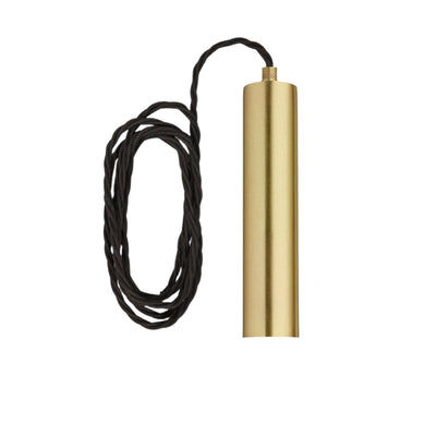 Sleek Cylinder Edison Cord Set ES E27 Bulb Holder - Brass & Fabric Flex - 2m - Without Ceiling Rose Industville SL-CY-ECS-B-2M-NCR