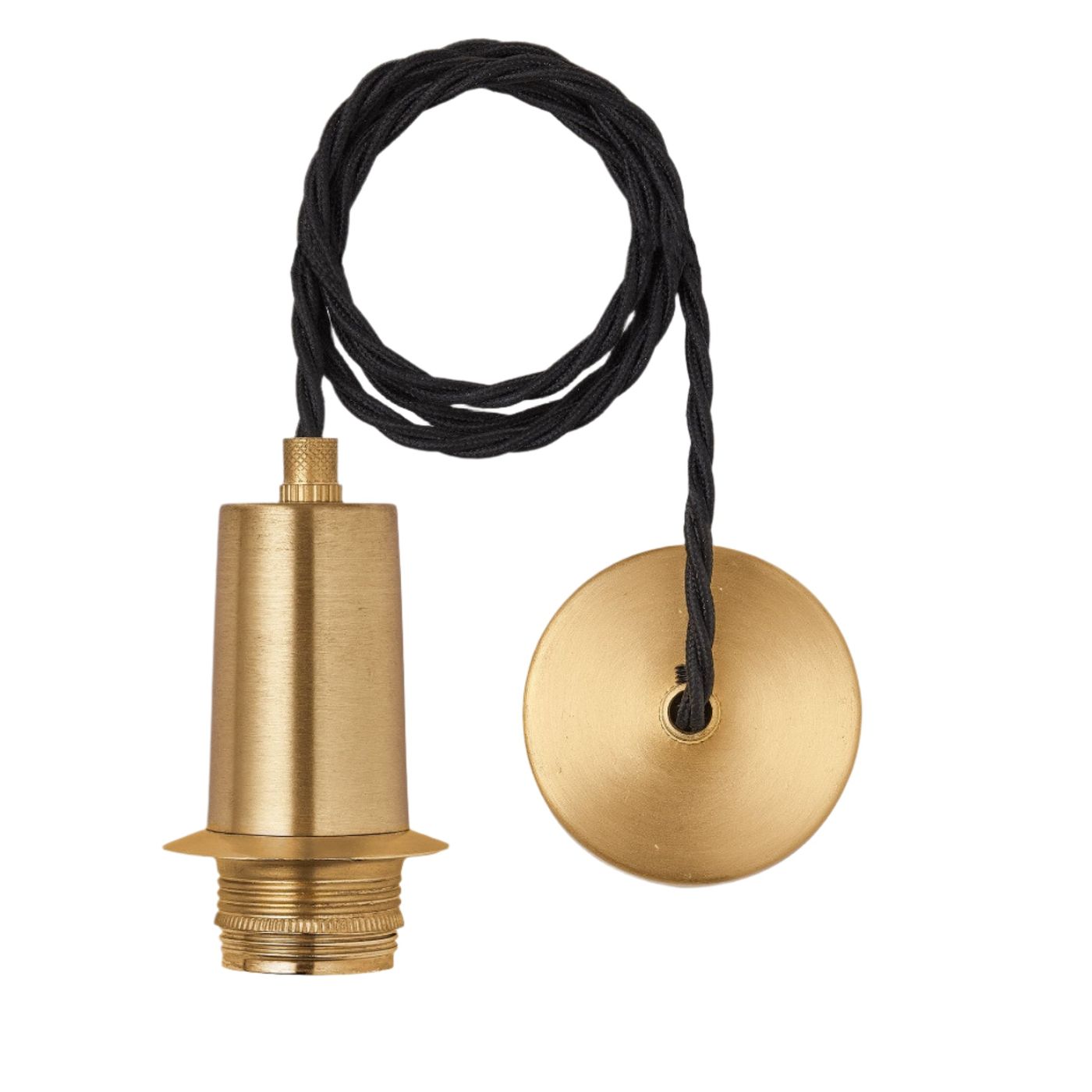 Sleek Edison Cord Set ES E27 Bulb Holder - Brass Ring & Fabric Flex Industville SL-ECS-B
