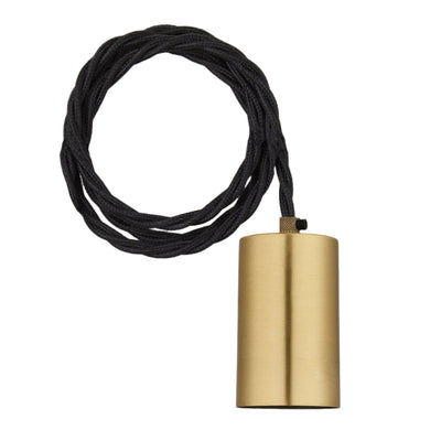 Sleek Large Edison Cord Set - Fabric Flex - Brass - 2m - Without Ceiling Rose Industville SL-LE1WP-B-2M-NCR