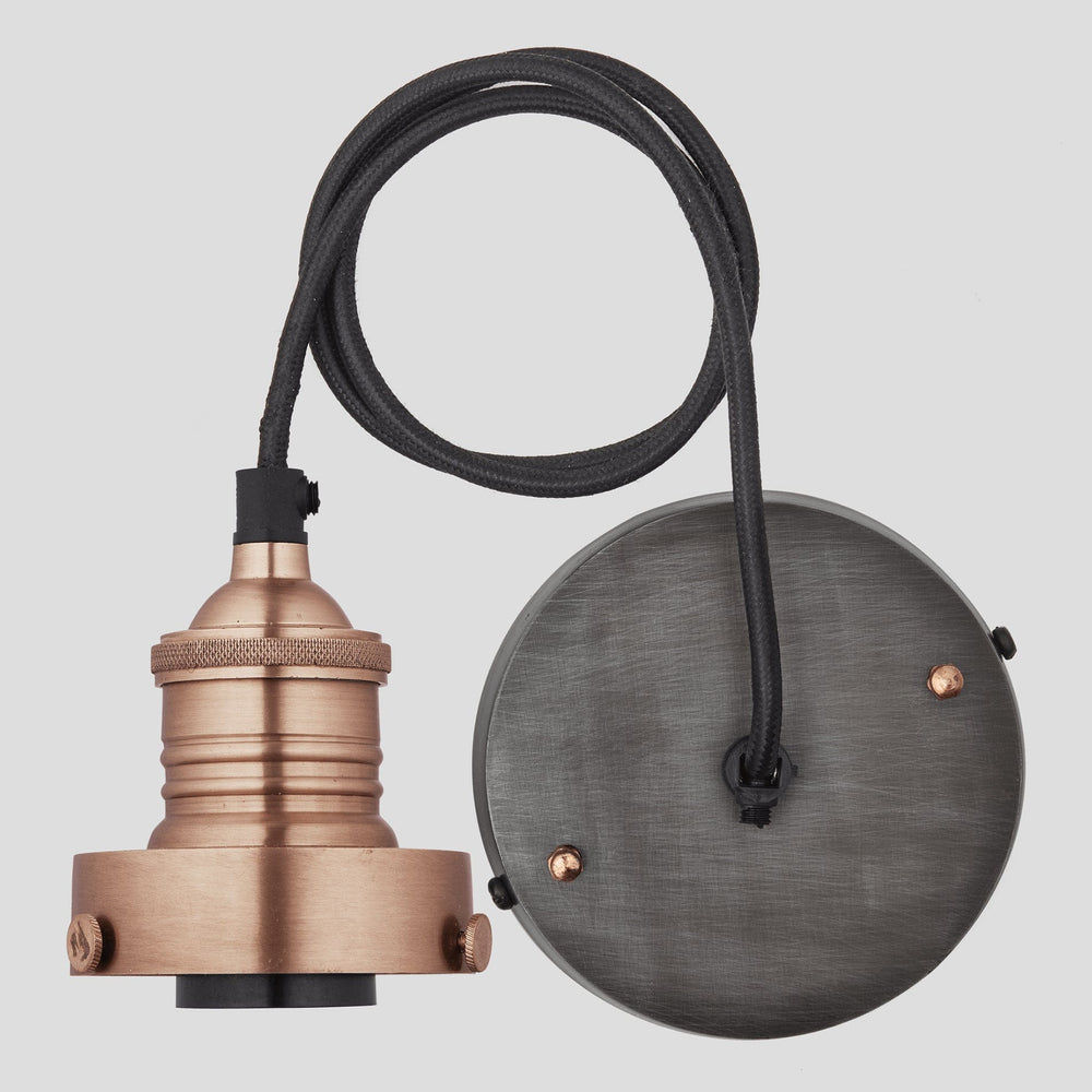 Copper Brooklyn Cord Set ES E27 Large Glass Bulb Holder, Product code is BR-GLCS-C