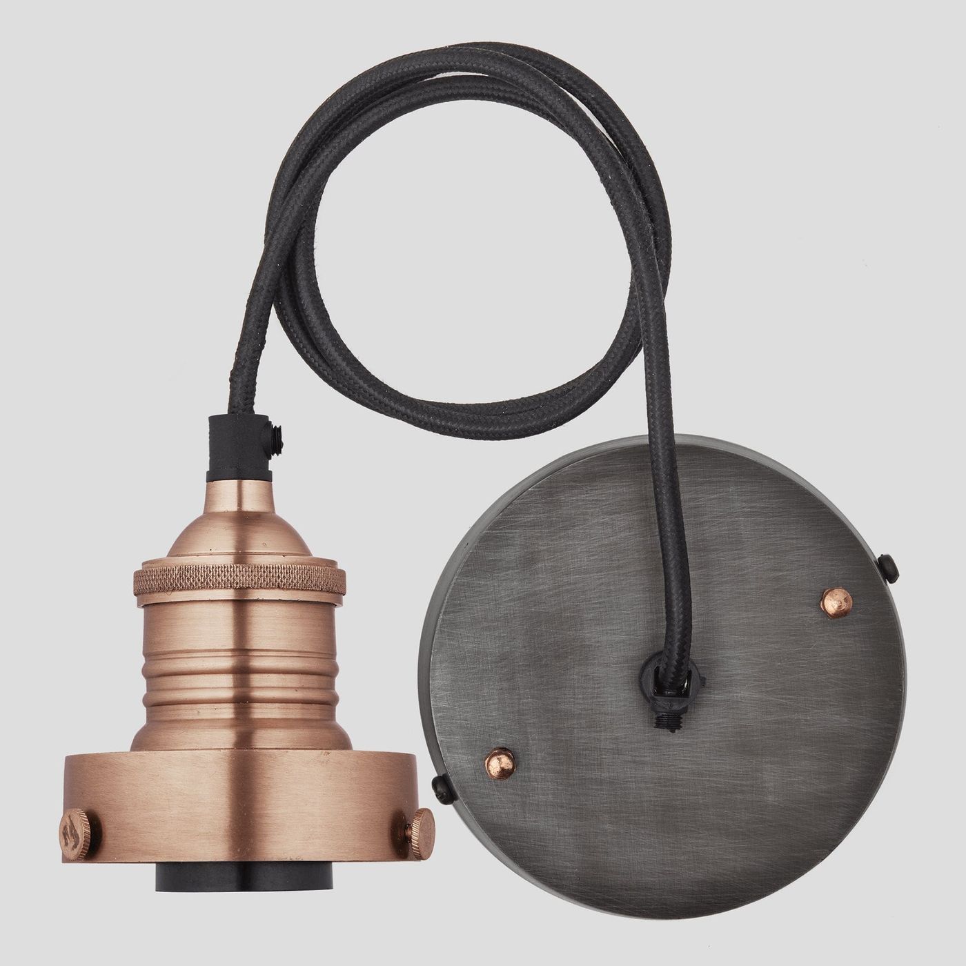 Copper Brooklyn Cord Set ES E27 Large Glass Bulb Holder, Product code is BR-GLCS-C