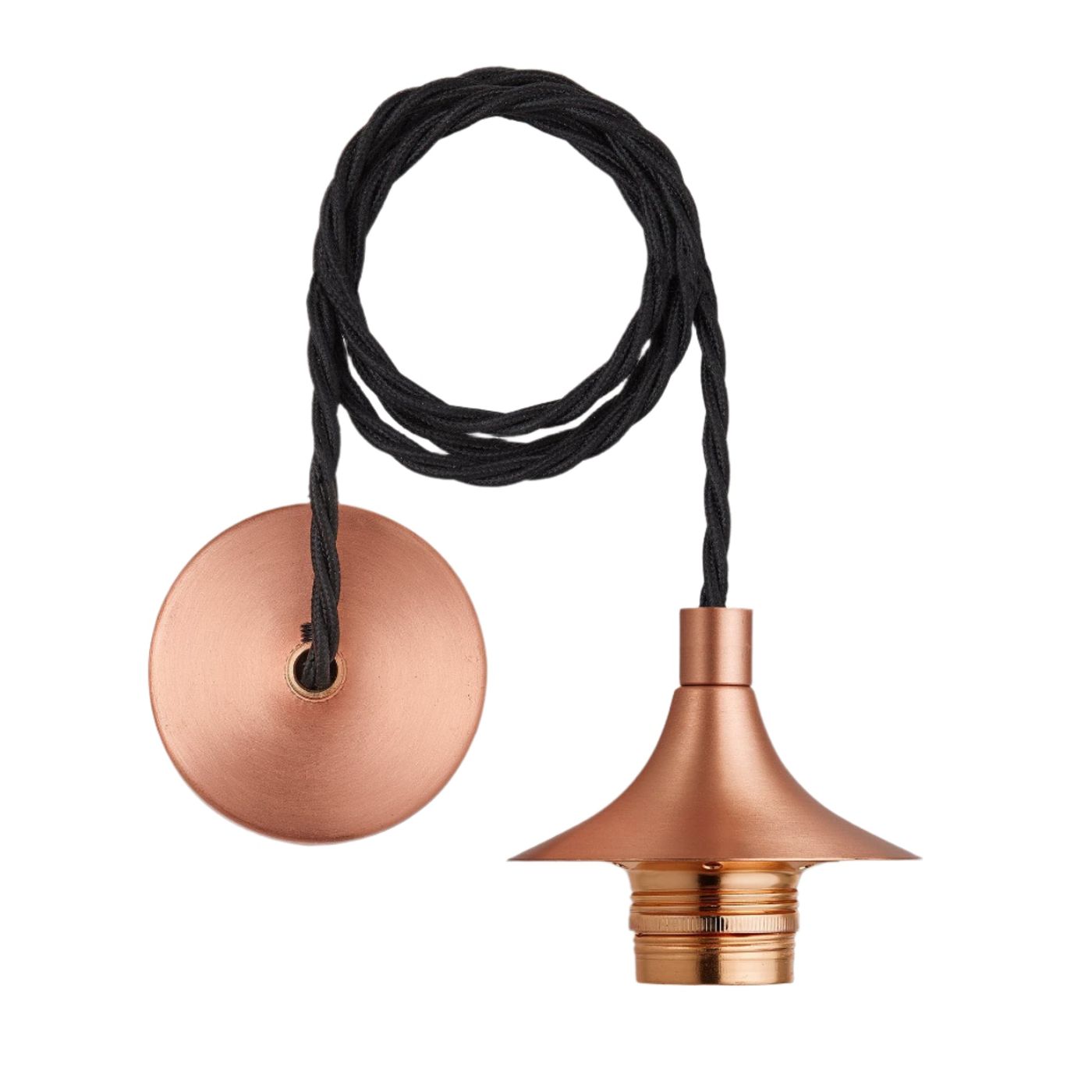 Copper Chelsea Cord Set ES E27 Bulb Holder with 1 meter Fabric Flex and ceiling rose, Product code is CH-CS-C