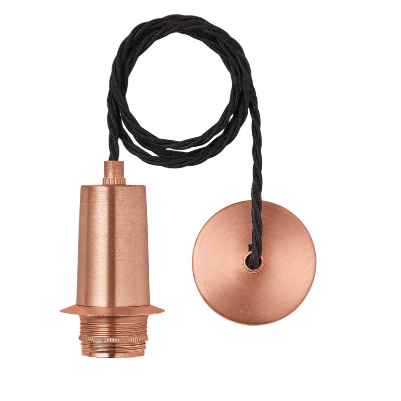 Sleek Edison Cord Set ES E27 Bulb Holder - Copper Ring & Fabric Flex Industville SL-ECS-C