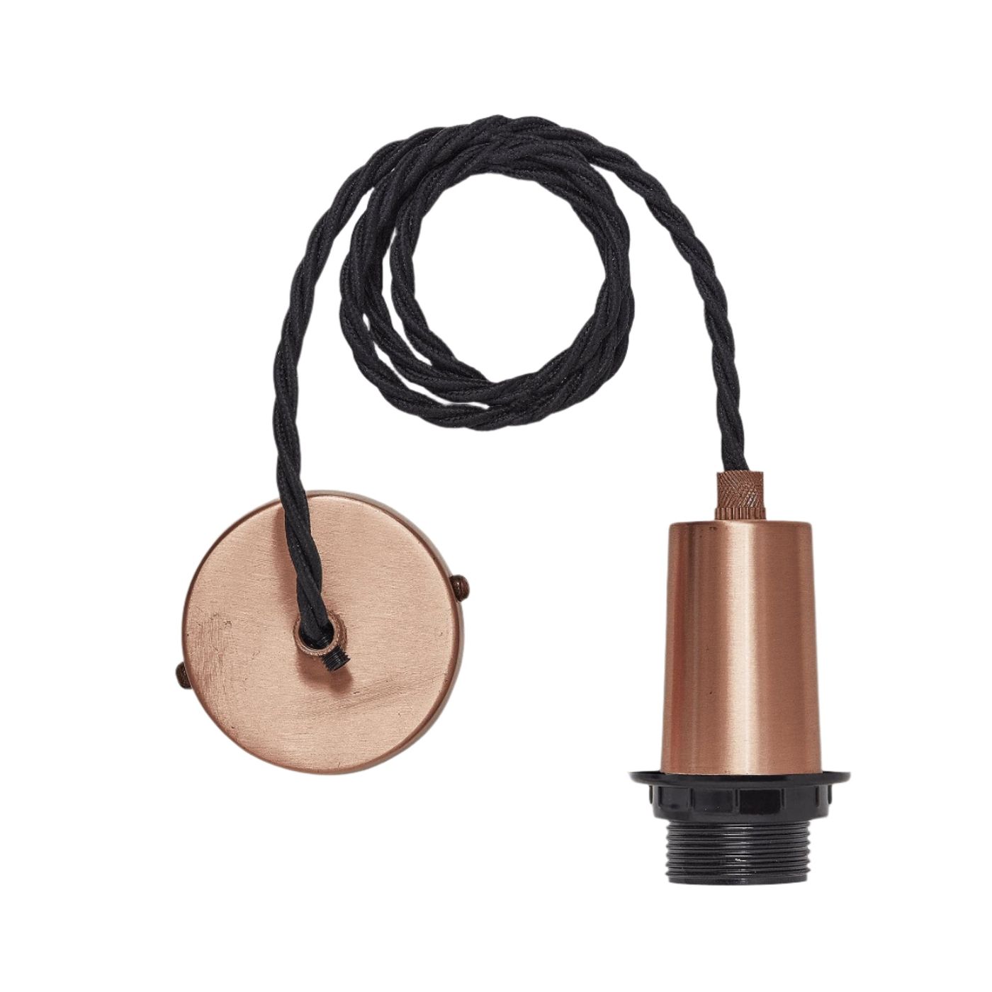 Sleek Edison Cord Set ES E27 Bulb Holder - Copper & Fabric Flex Industville SL-EBH-C